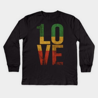 1 Love One Love Roots Rock Reggae Rasta Design Kids Long Sleeve T-Shirt